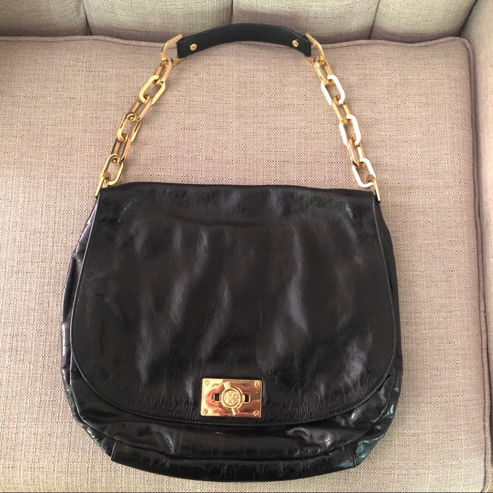 Black leather Tory Burch Hobo